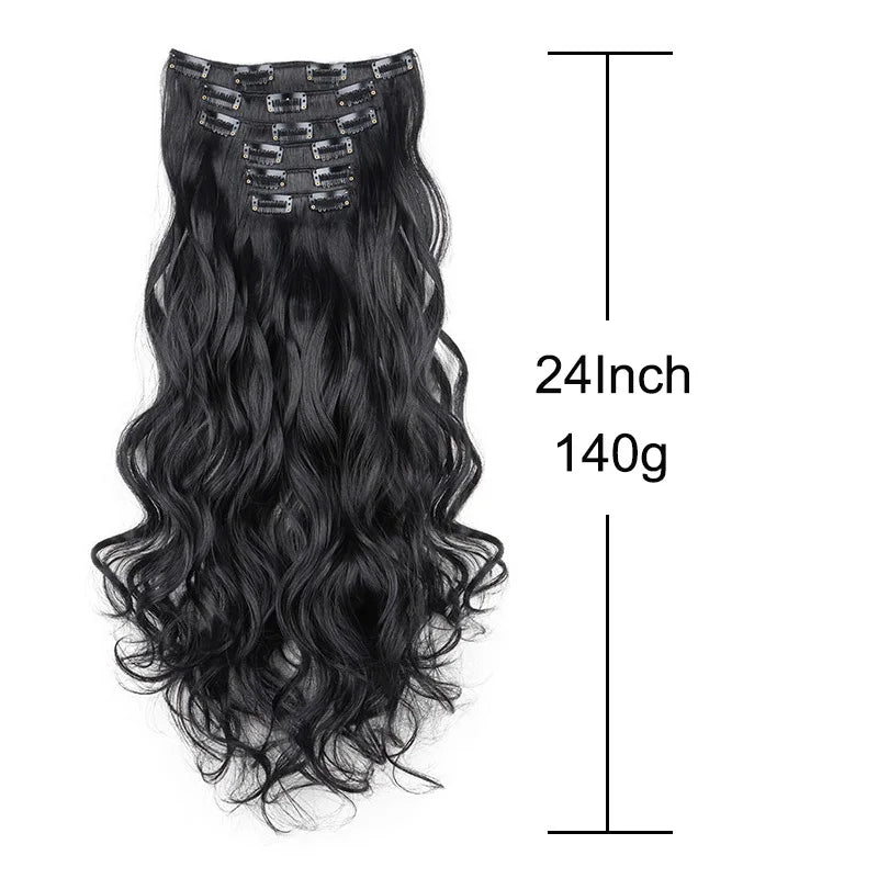 WIGSIN 24Inch Synthetic Long Wavy Curly Clip-In Hair Extensions Hairpieces Daily Hair Accessories for Women