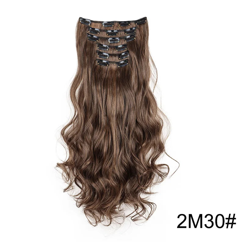 WIGSIN 24Inch Synthetic Long Wavy Curly Clip-In Hair Extensions Hairpieces Daily Hair Accessories for Women