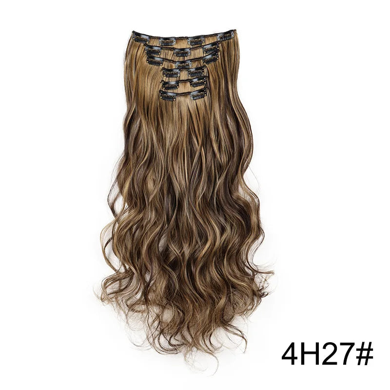 WIGSIN 24Inch Synthetic Long Wavy Curly Clip-In Hair Extensions Hairpieces Daily Hair Accessories for Women