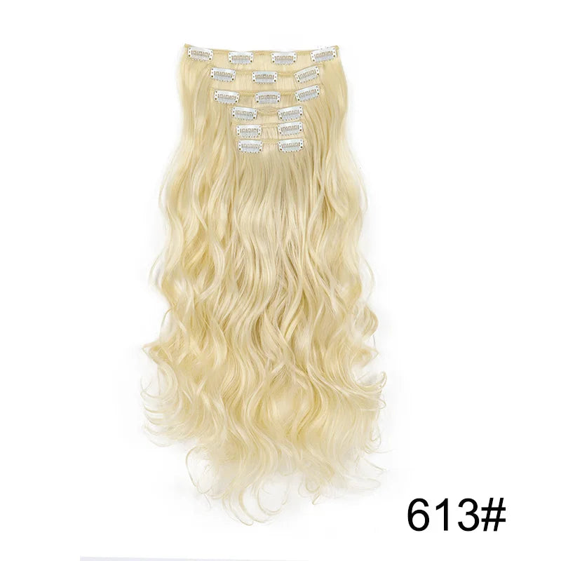 WIGSIN 24Inch Synthetic Long Wavy Curly Clip-In Hair Extensions Hairpieces Daily Hair Accessories for Women