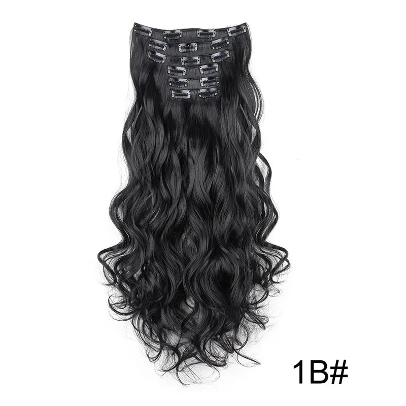 WIGSIN 24Inch Synthetic Long Wavy Curly Clip-In Hair Extensions Hairpieces Daily Hair Accessories for Women