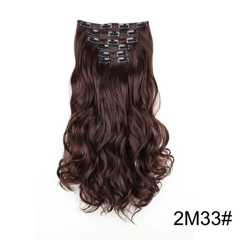 WIGSIN 24Inch Synthetic Long Wavy Curly Clip-In Hair Extensions Hairpieces Daily Hair Accessories for Women