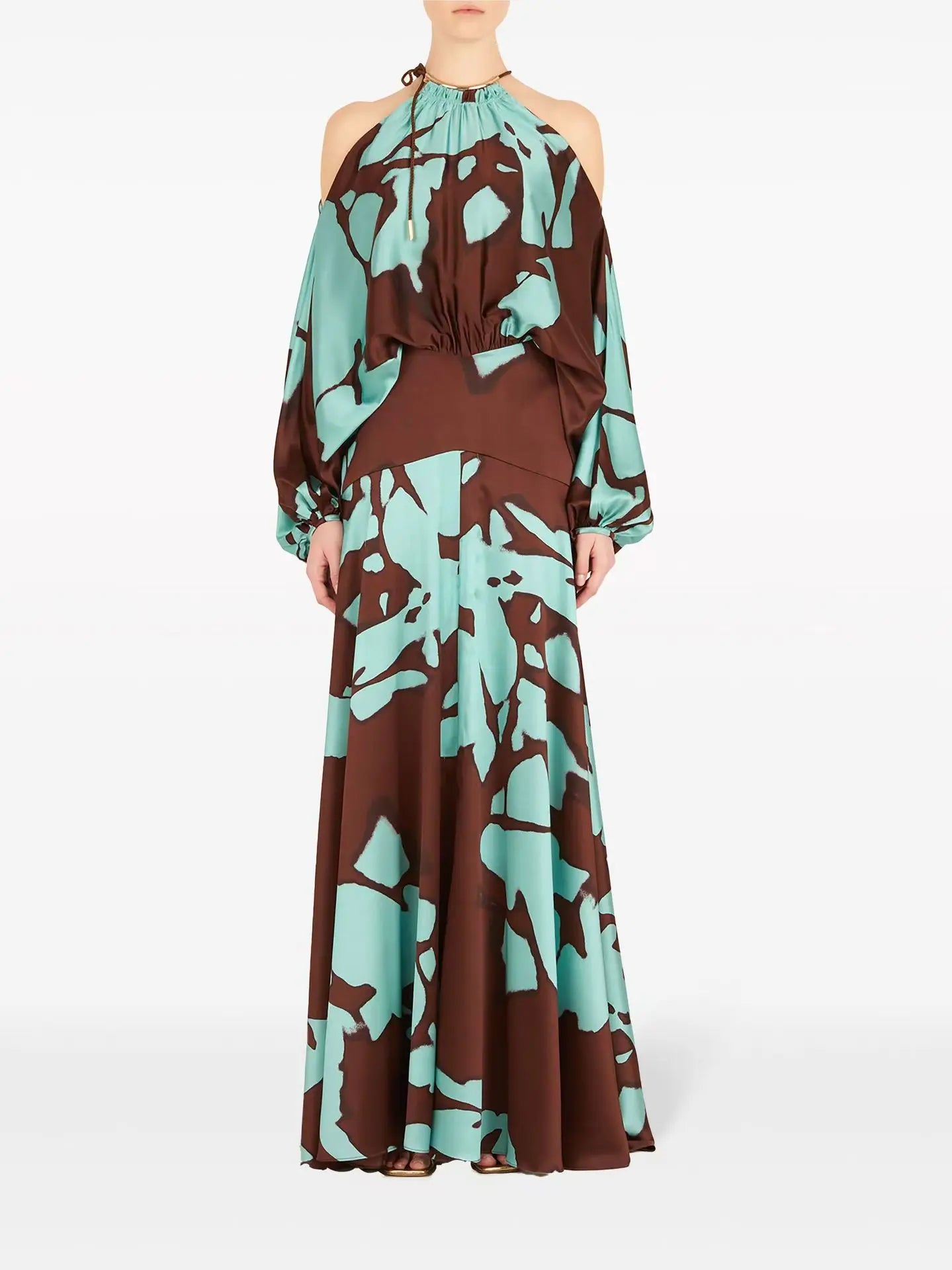 2025 Women's Fashion Temperament Elegant Vacation Style Printed Off Shoulder Slit Comfortable Casual Commuting Party Dress