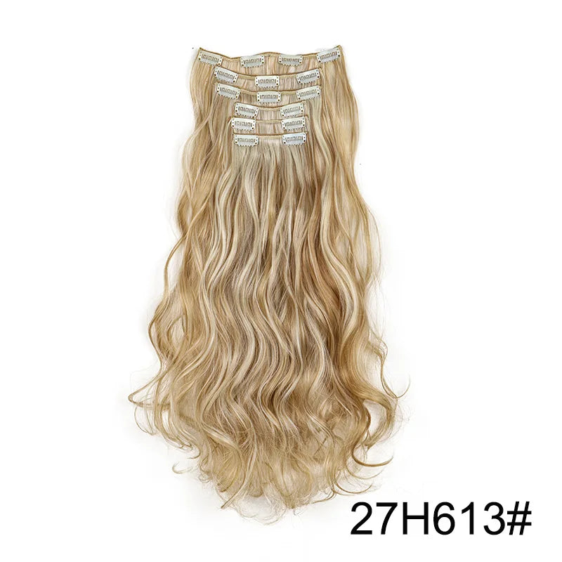 WIGSIN 24Inch Synthetic Long Wavy Curly Clip-In Hair Extensions Hairpieces Daily Hair Accessories for Women