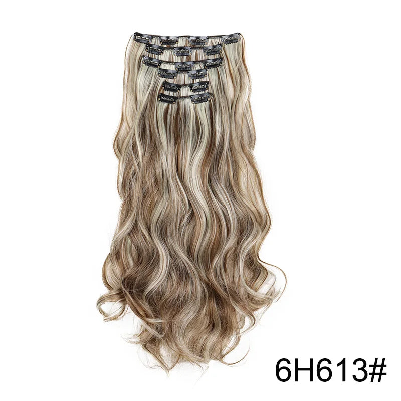 WIGSIN 24Inch Synthetic Long Wavy Curly Clip-In Hair Extensions Hairpieces Daily Hair Accessories for Women