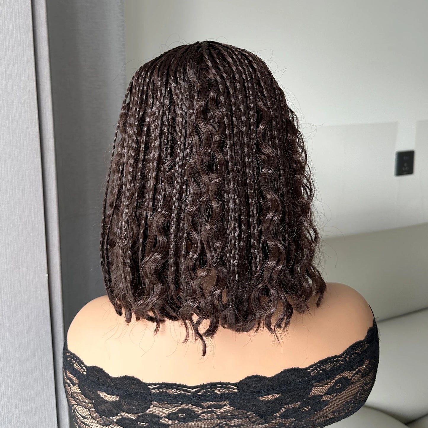 Short Braided Wig With Free Tress Box Braid Bob Wigs For Women's