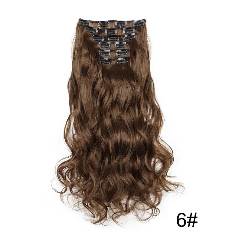 WIGSIN 24Inch Synthetic Long Wavy Curly Clip-In Hair Extensions Hairpieces Daily Hair Accessories for Women