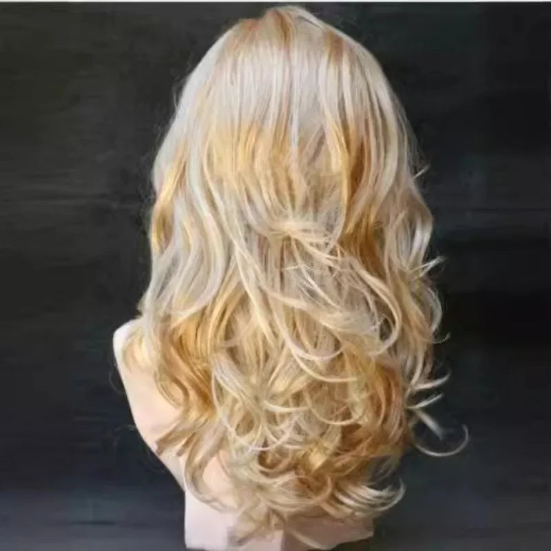 Wigs for Woman Wine Red Gold Curly Fashion Hairstyle High-temperature Silk Bar Appointment Festival Party Daily Wear Full Wig