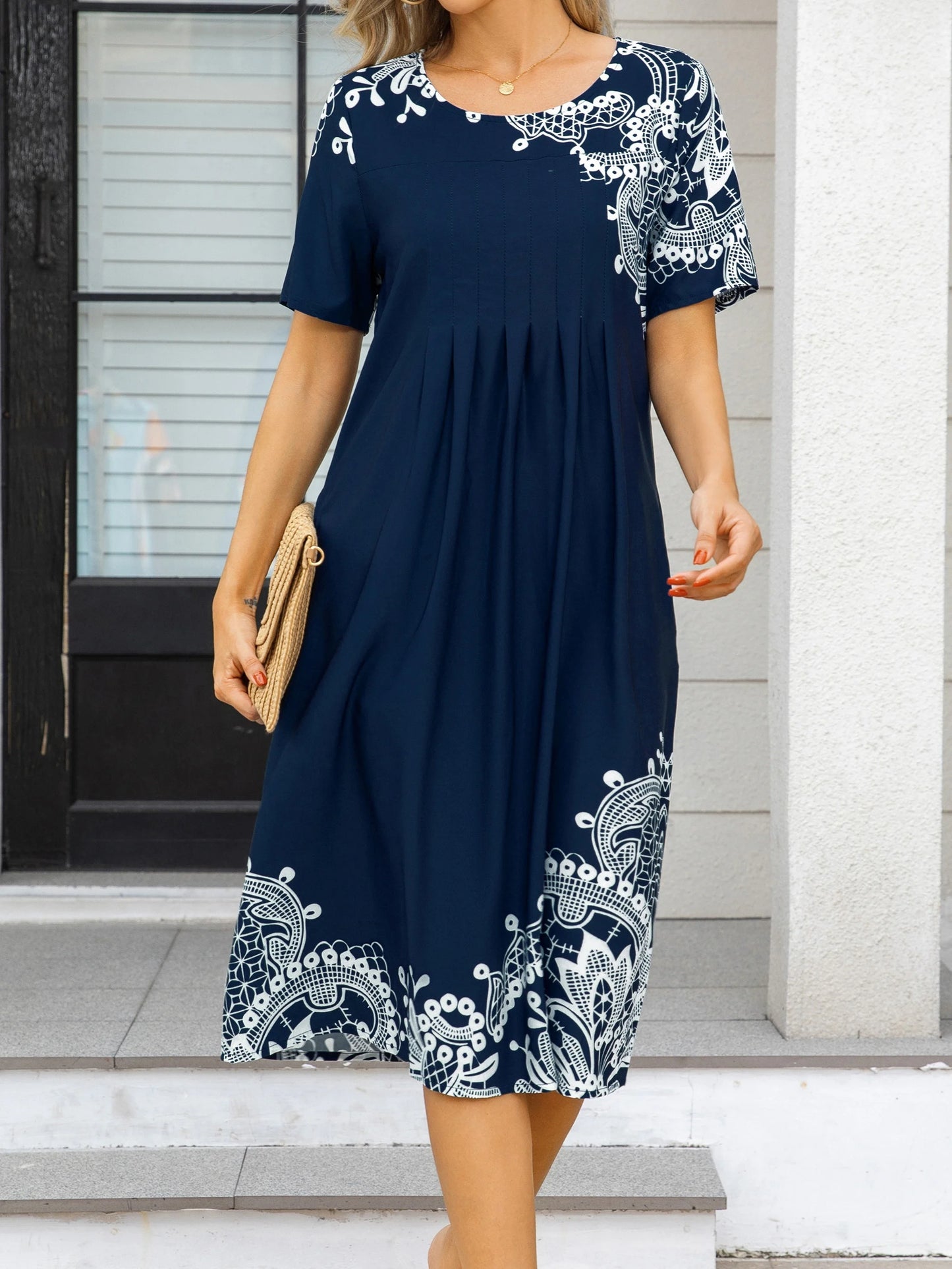 Fashion Elegant Women Dress Loose Casual Summer Dress Women Printed Dress New Temperament