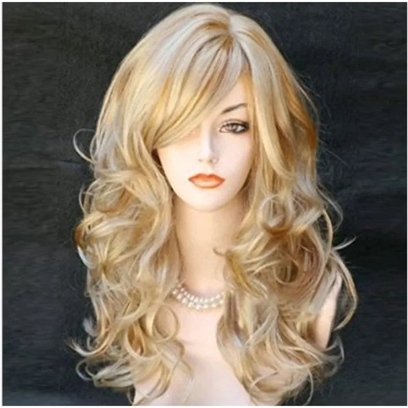 Wigs for Woman Wine Red Gold Curly Fashion Hairstyle High-temperature Silk Bar Appointment Festival Party Daily Wear Full Wig