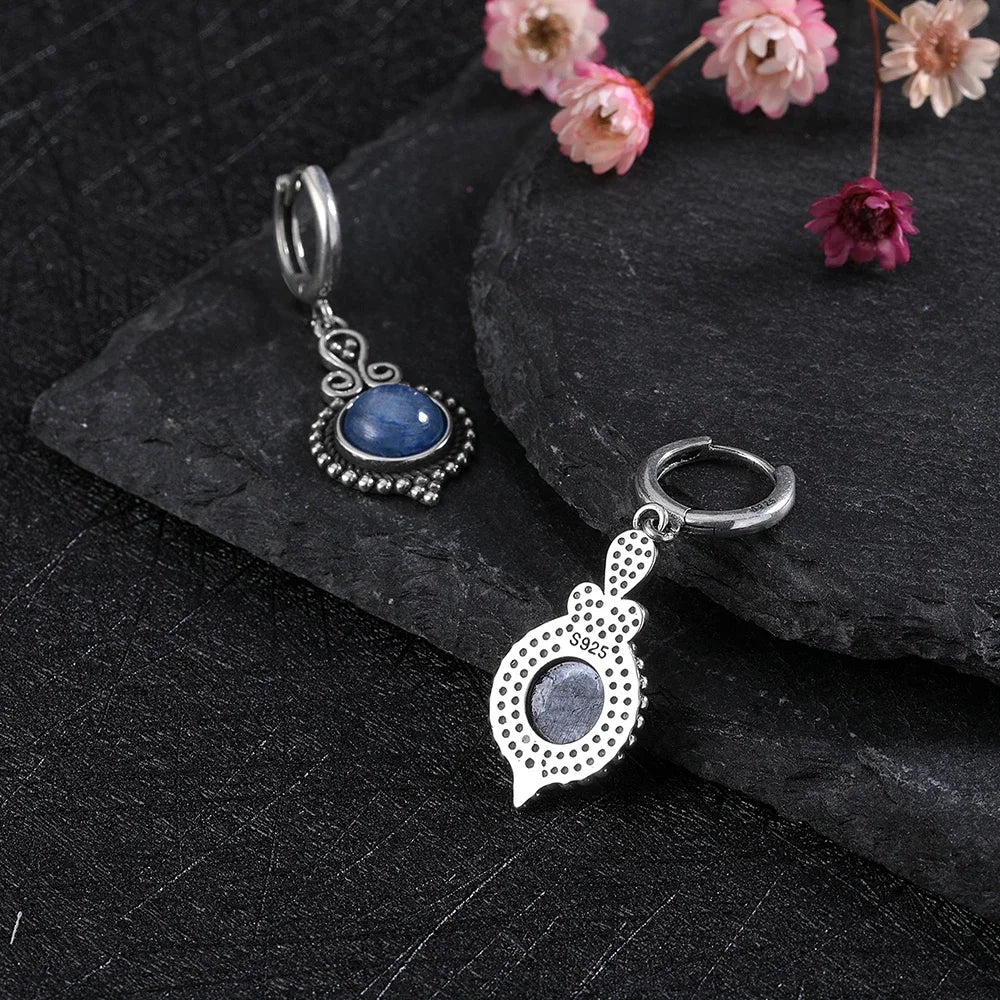 New Elegant Natural Kyanite 925 Sterling Silver Drop Earrings lady