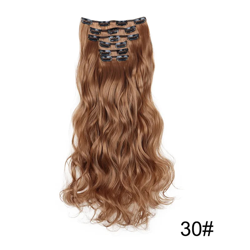 WIGSIN 24Inch Synthetic Long Wavy Curly Clip-In Hair Extensions Hairpieces Daily Hair Accessories for Women