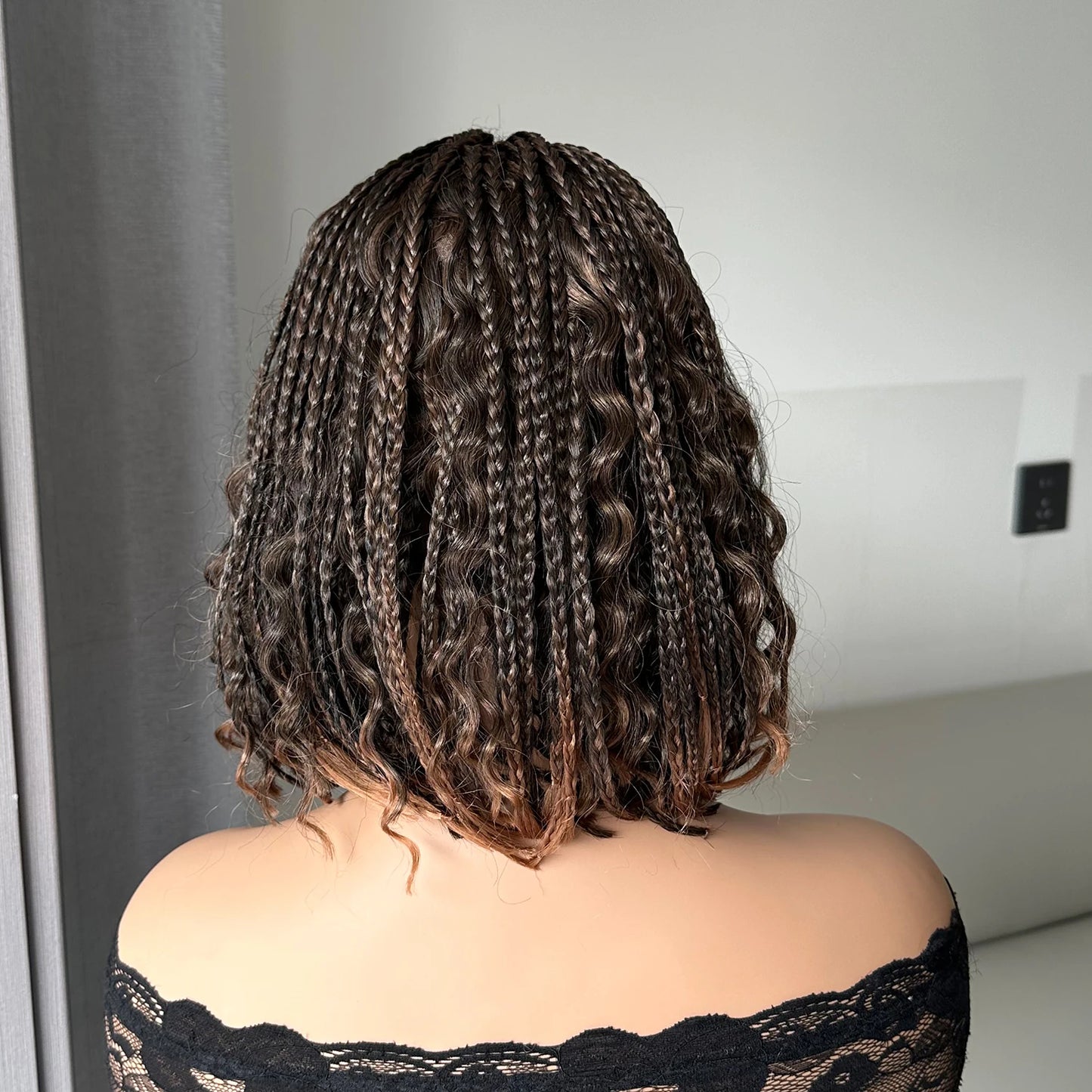 Short Braided Wig With Free Tress Box Braid Bob Wigs For Women's