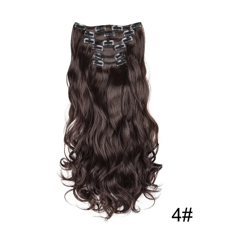 WIGSIN 24Inch Synthetic Long Wavy Curly Clip-In Hair Extensions Hairpieces Daily Hair Accessories for Women