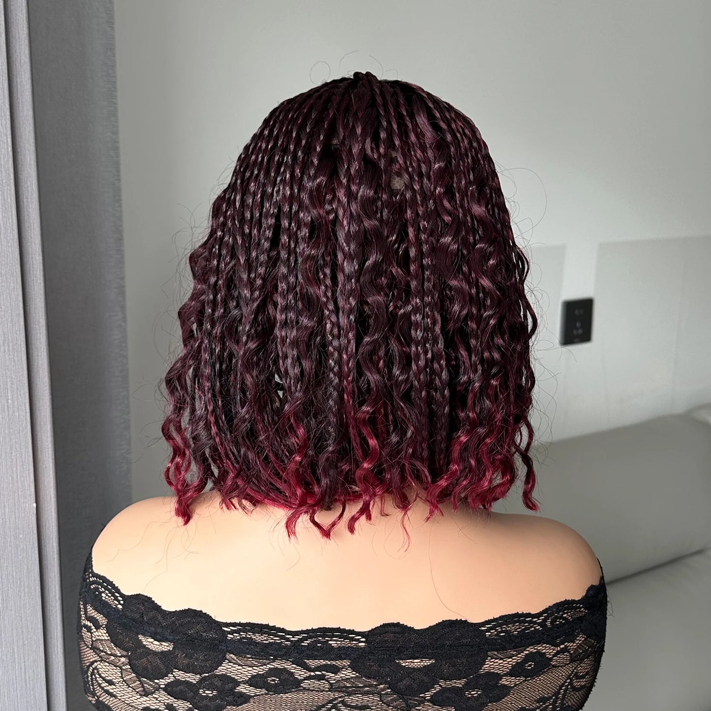 Short Braided Wig With Free Tress Box Braid Bob Wigs For Women's