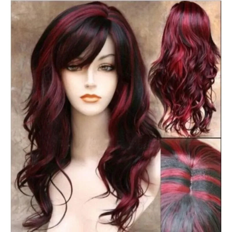 Wigs for Woman Wine Red Gold Curly Fashion Hairstyle High-temperature Silk Bar Appointment Festival Party Daily Wear Full Wig