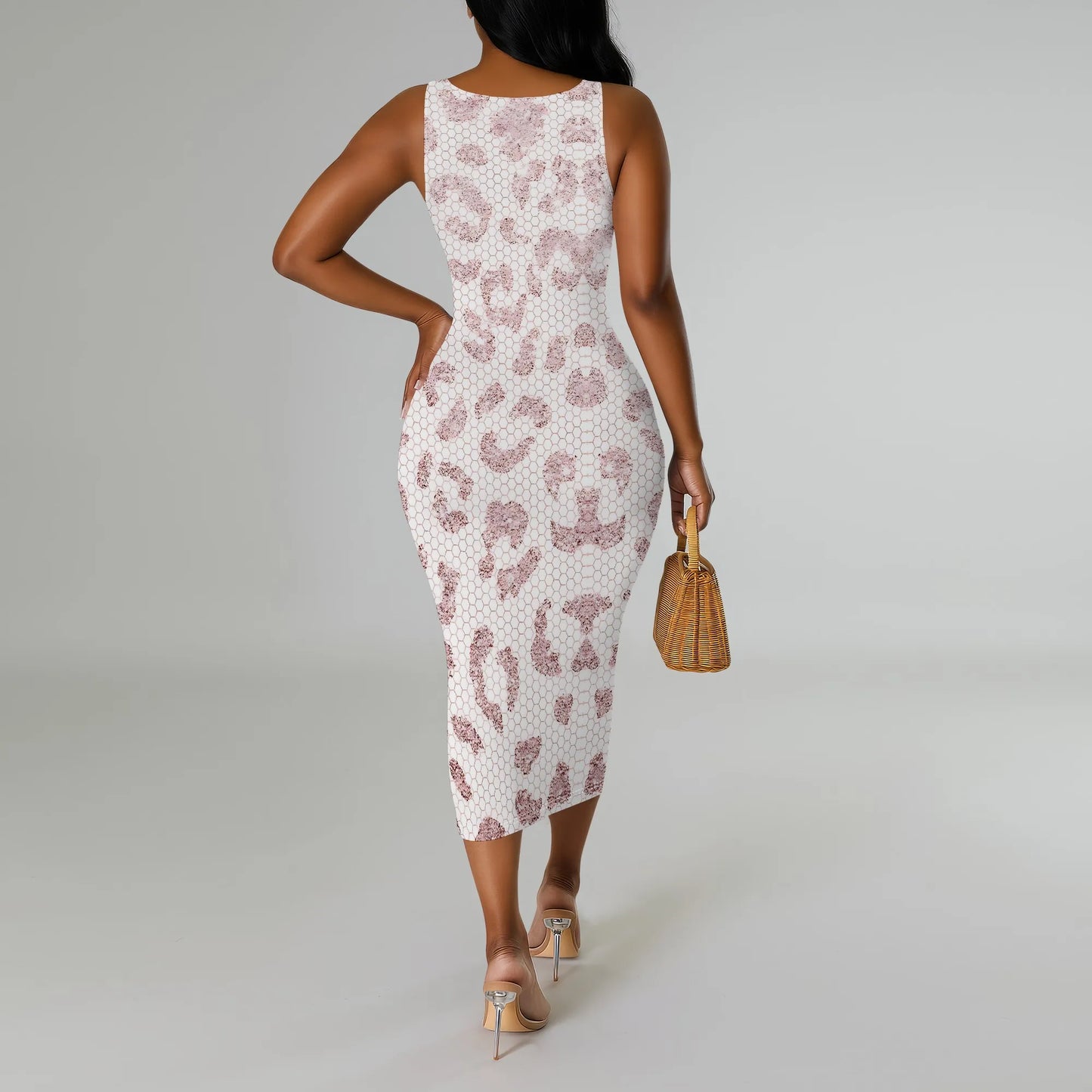 Women's Casual Summer Dress Printed Shoulder Strap Dress Tight Fitting