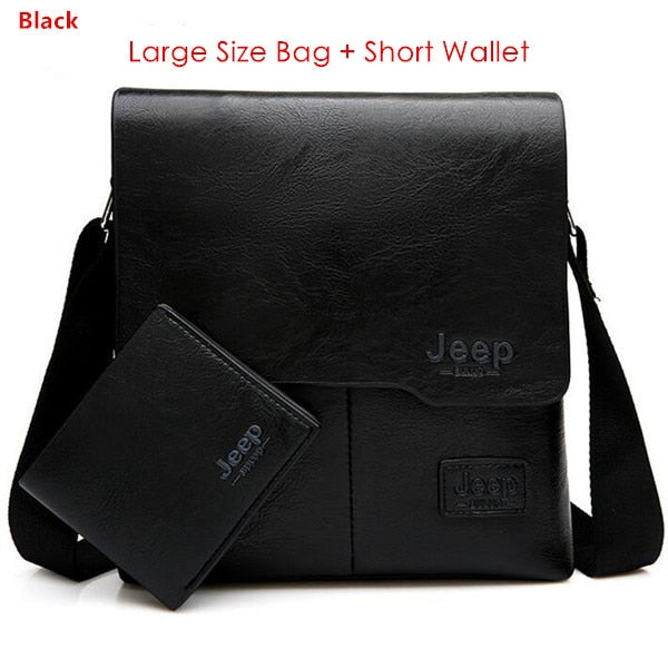Men's Leather Messenger Shoulder Bags Business 2 piece