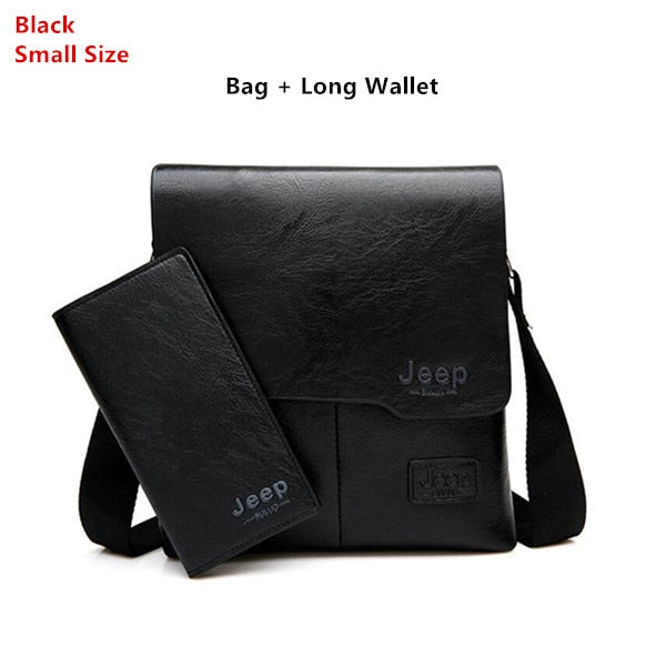 Men's Leather Messenger Shoulder Bags Business 2 piece