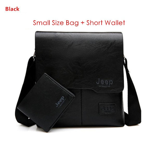 Men's Leather Messenger Shoulder Bags Business 2 piece
