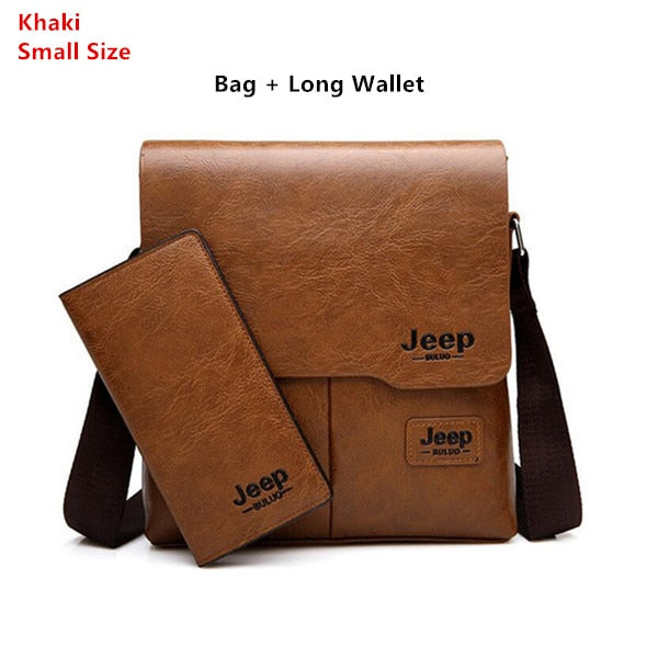 Men's Leather Messenger Shoulder Bags Business 2 piece