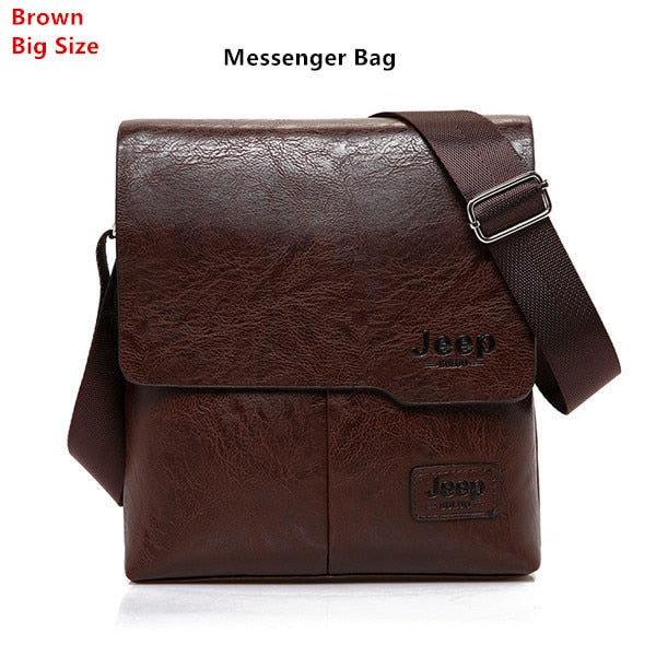 Men's Leather Messenger Shoulder Bags Business 2 piece