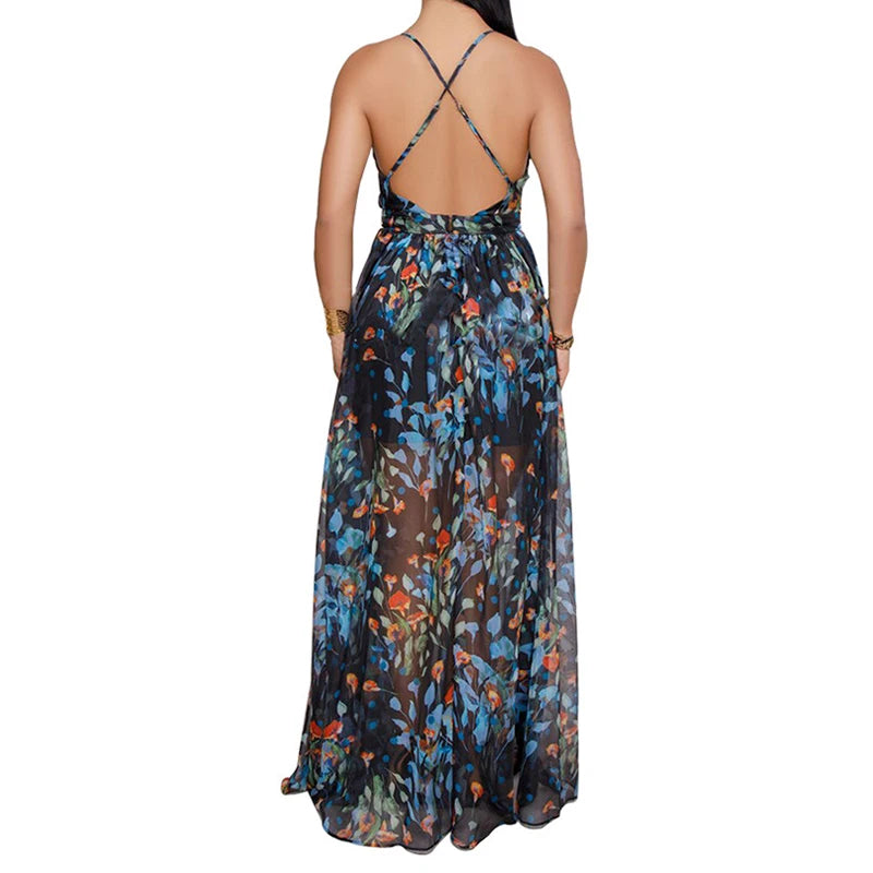 Women Summer Sexy Maxi Boho Style Print Party Dress