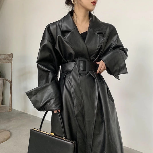 Women Lautaro Long oversized leather trench coat for women