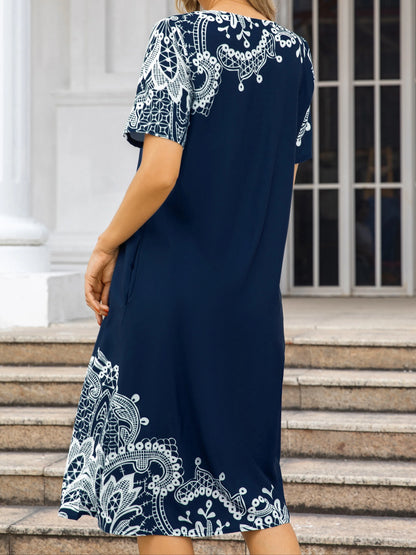 Fashion Elegant Women Dress Loose Casual Summer Dress Women Printed Dress New Temperament