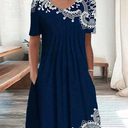 Fashion Elegant Women Dress Loose Casual Summer Dress Women Printed Dress New Temperament