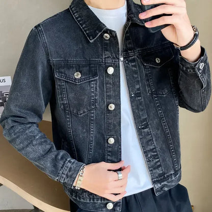 Men Black Autumn Denim Jackets Man High Quality Winter