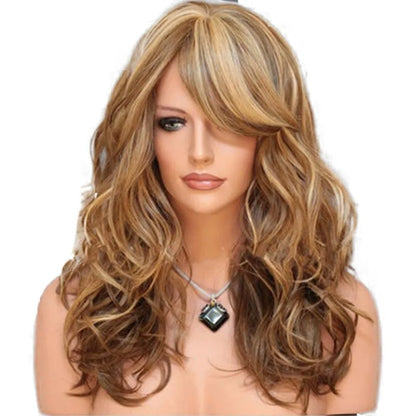Wigs for Woman Wine Red Gold Curly Fashion Hairstyle High-temperature Silk Bar Appointment Festival Party Daily Wear Full Wig