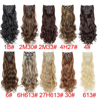 WIGSIN 24Inch Synthetic  Long Wavy Curly Clip-In Hair Extensions Hairpieces Daily Hair Accessories for Women