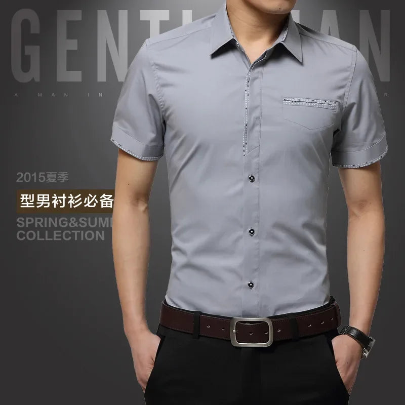 Men's 2024 Shirt Brand Luxury Men Cotton Short Sleeve