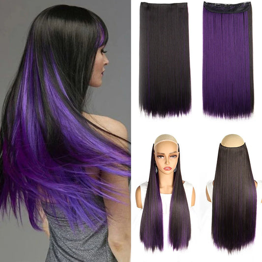 WIGSIN Synthetic 60cm A Piece Of 5Clips Hair Highlight Dyeing Colorful Long Straight Hair Piece In Hair Extension for Women