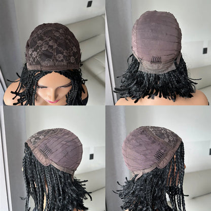 Short Braided Wig With Free Tress Box Braid Bob Wigs For Women's
