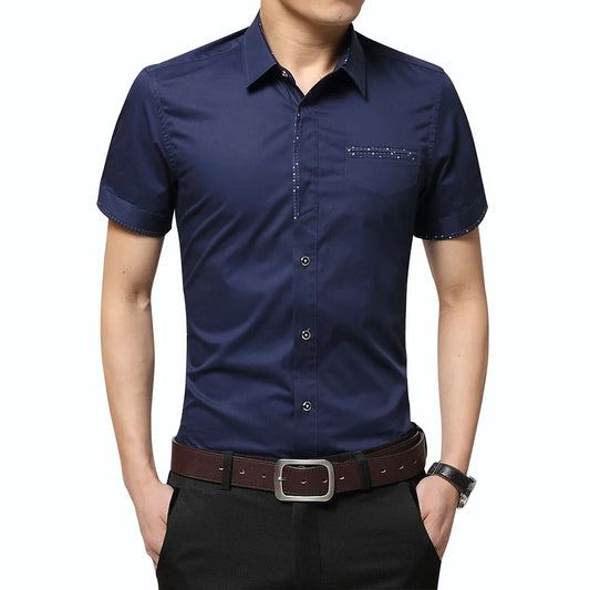 Men's 2024 Shirt Brand Luxury Men Cotton Short Sleeve