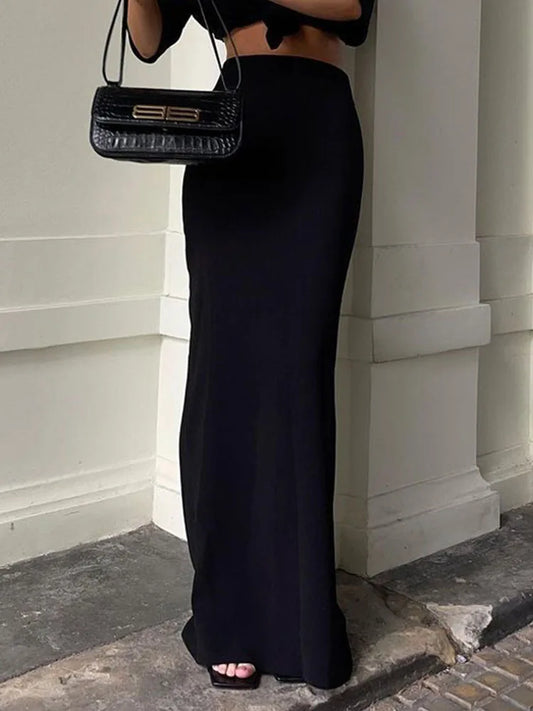 Fashion For Women Black Long Skirts High Waist Slim Seamless Elegant Ladies Gown