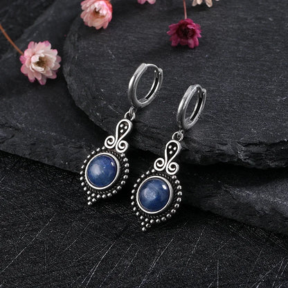 New Elegant Natural Kyanite 925 Sterling Silver Drop Earrings lady