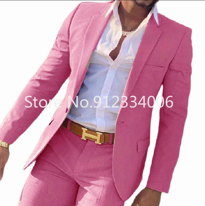 2 Pieces Beige Suit for Men Slim Fit Wedding Groom Tuxedo