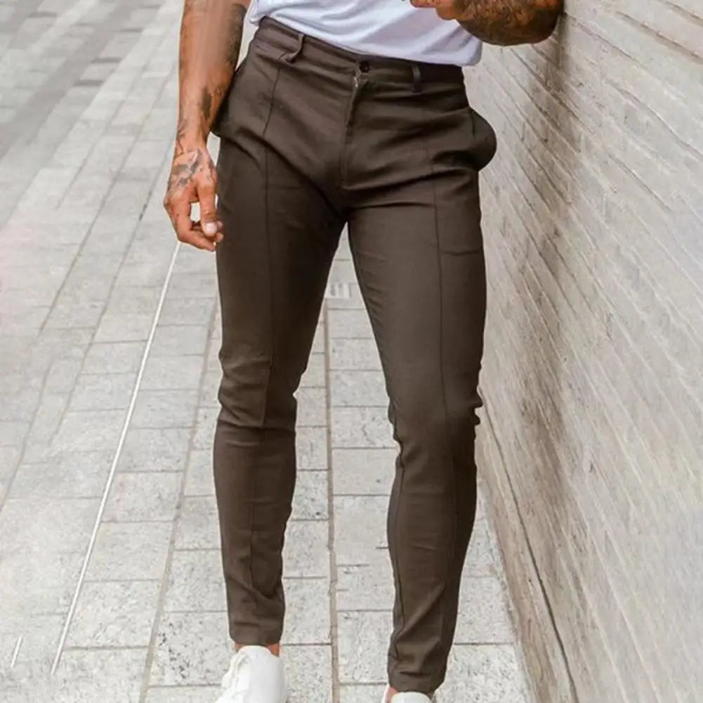 Adjustable Waist Pants Breathable Slim Fit Business Trousers Men