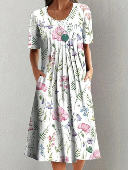 Fashion Elegant Summer Women Dress Loose Casual Dress Women Printed Dress