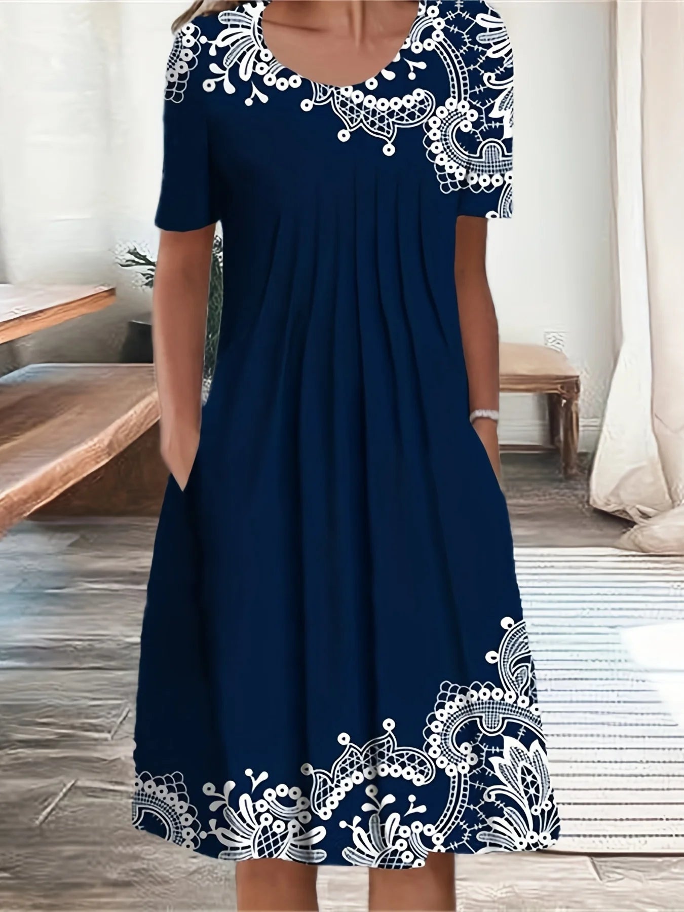 Fashion Elegant Women Dress Loose Casual Summer Dress Women Printed Dress New Temperament