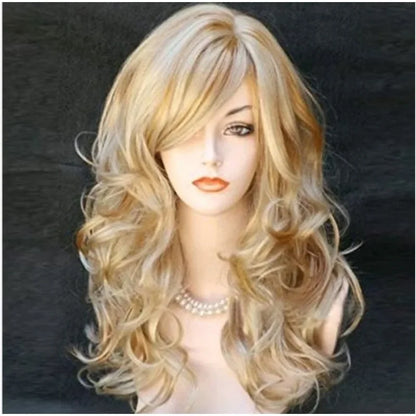Wigs for Woman Wine Red Gold Curly Fashion Hairstyle High-temperature Silk Bar Appointment Festival Party Daily Wear Full Wig