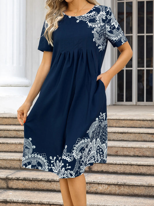 Fashion Elegant Women Dress Loose Casual Summer Dress Women Printed Dress New Temperament