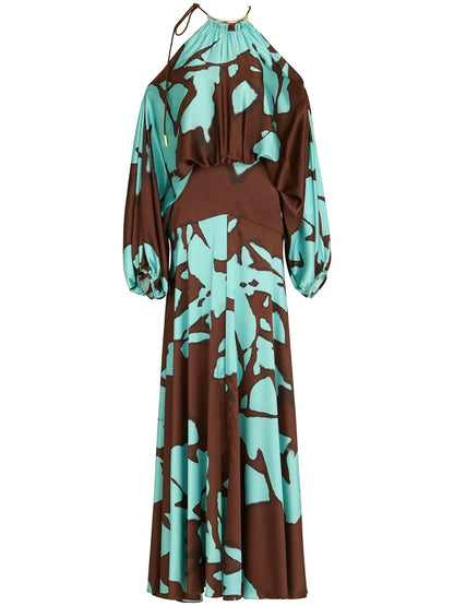 2025 Women's Fashion Temperament Elegant Vacation Style Printed Off Shoulder Slit Comfortable Casual Commuting Party Dress