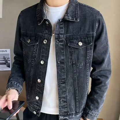 Men Black Autumn Denim Jackets Man High Quality Winter