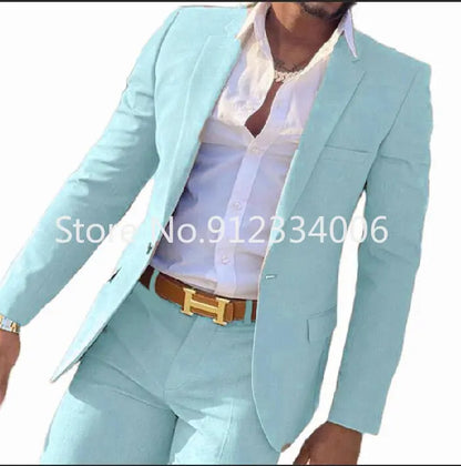 2 Pieces Beige Suit for Men Slim Fit Wedding Groom Tuxedo