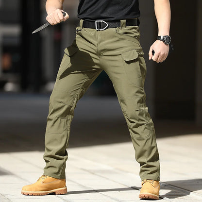 Army Style Camouflage Print Slim Fit Pants Men Fall Leisure Pockets Stretch