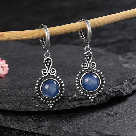 New Elegant Natural Kyanite 925 Sterling Silver Drop Earrings lady